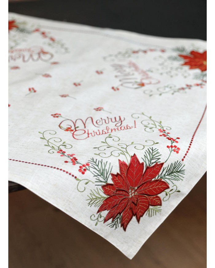 Centrotavola Natale ricamato Merry Christmas art. KP4169