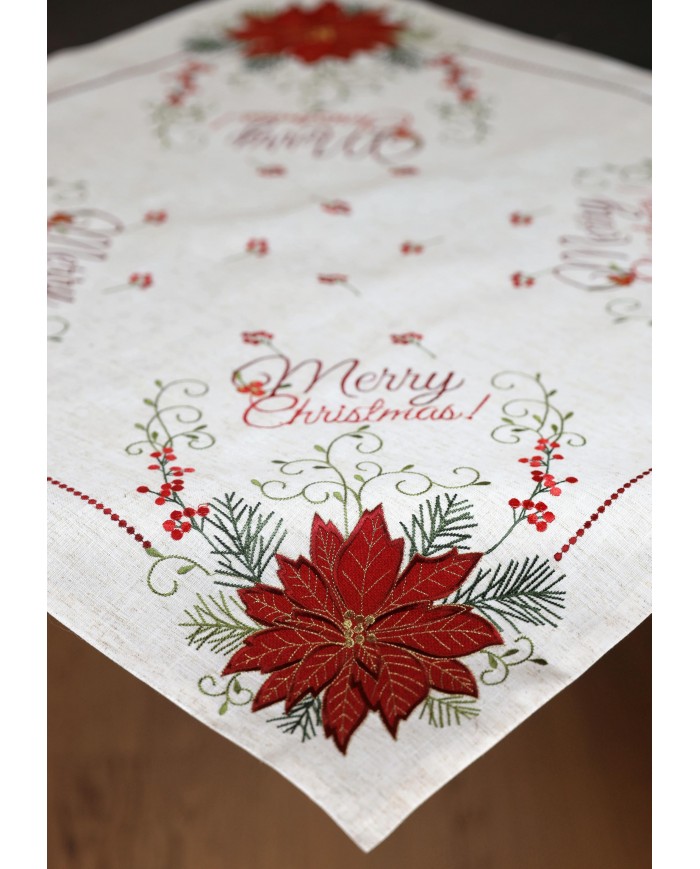 Centrotavola Natale ricamato Merry Christmas art. KP4169