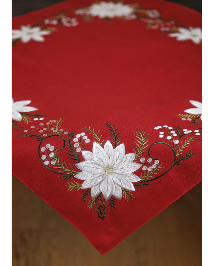 Centrotavola Natale ricamato bianco Stella art. KP007