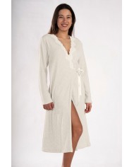 Vestaglia in caldo punto milano a costine con pizzo Toscana Lingerie Nicole