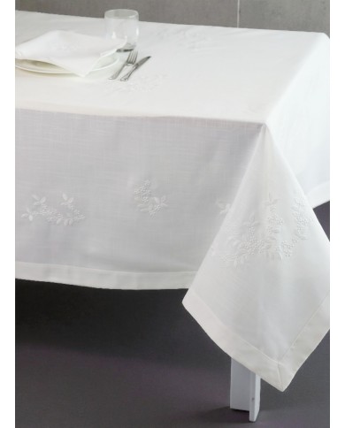 Tovaglia ricamata 12 posti con tovaglioli art. TL008