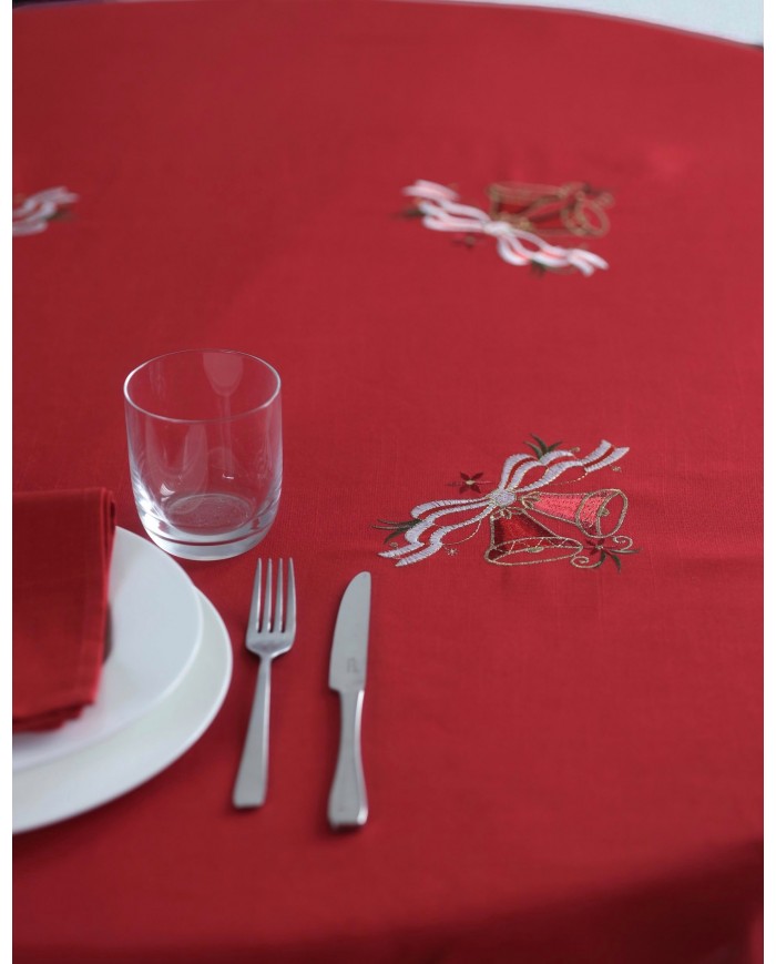 Tovaglia Natale TONDA ricamata con tovaglioli art. 1123