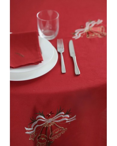 Tovaglia Natale TONDA ricamata con tovaglioli art. 1123