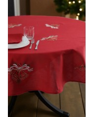 Tovaglia Natale TONDA ricamata con tovaglioli art. 1123