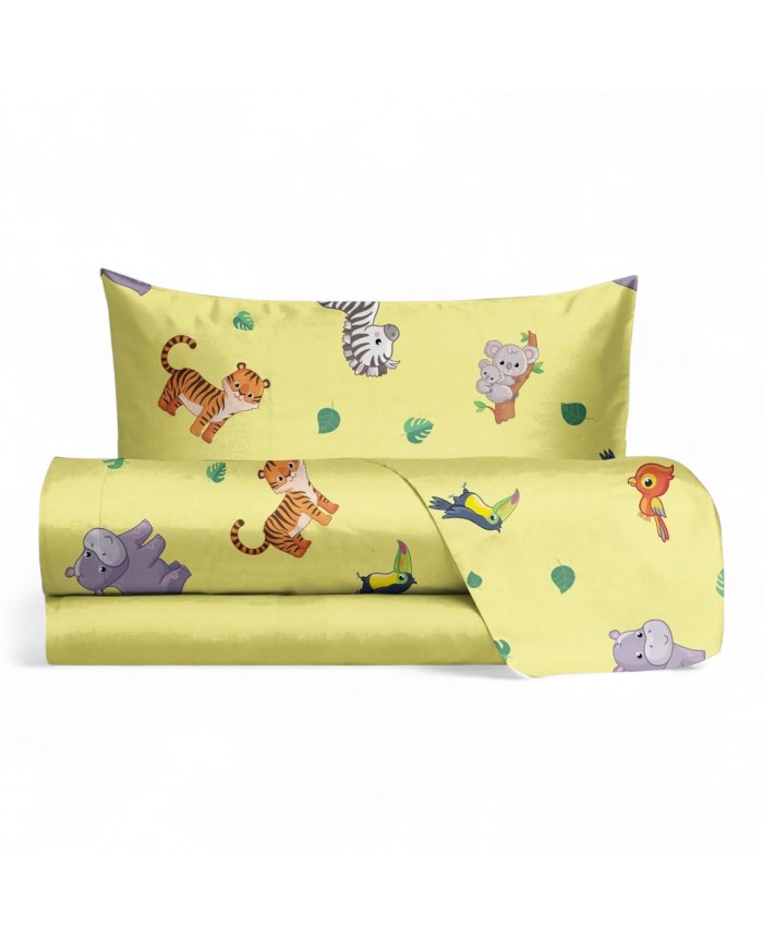 Completo lenzuola letto singolo 100% cotone Jungle