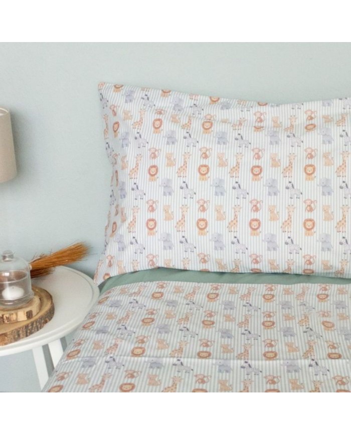 Completo lenzuola letto singolo in percalle 100% cotone Maestri Cotonieri Simba