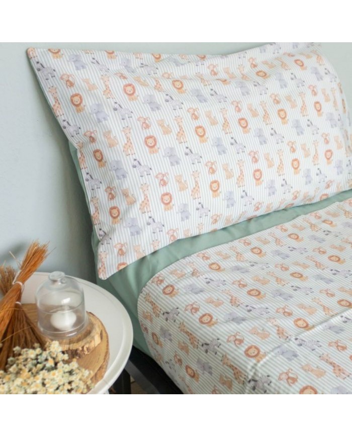 Completo lenzuola letto singolo in percalle 100% cotone Maestri Cotonieri Simba