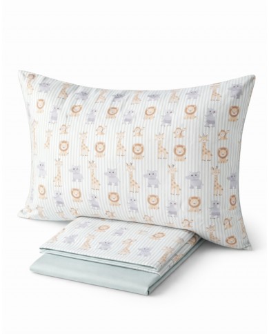 Completo lenzuola letto singolo in percalle 100% cotone Maestri Cotonieri Simba