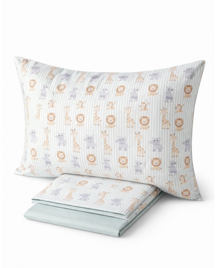 Completo lenzuola letto singolo in percalle 100% cotone Maestri Cotonieri Simba