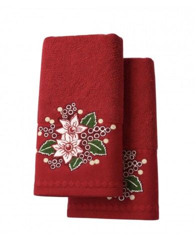 Set asciugamano viso + ospite Natale Stella Xmas di Vingi Ricami