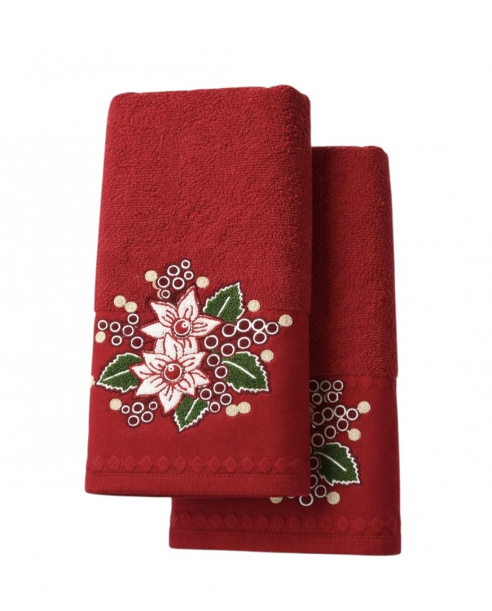 Set asciugamano viso + ospite Natale Stella Xmas di Vingi Ricami