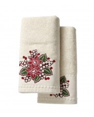 Set asciugamano viso + ospite Natale Stella Xmas di Vingi Ricami