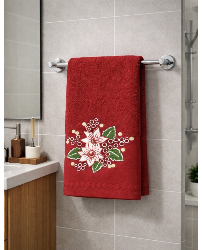 Set asciugamano viso + ospite Natale Stella Xmas di Vingi Ricami