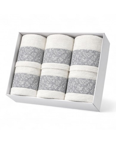 Set 3 coppie di asciugamani viso + ospite spugna 100% cotone Flavia dis. C