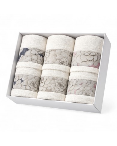 Set 3 coppie di asciugamani viso + ospite spugna 100% cotone Flavia dis.7