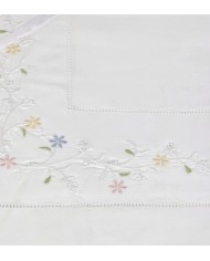 Completo Lenzuola matrimoniali ricamate in percalle di cotone bianche ricamo colorato7891