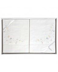 Completo Lenzuola matrimoniali ricamate in percalle di cotone bianche ricamo colorato7891