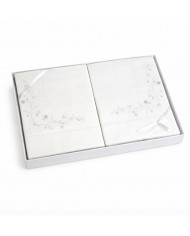 Completo Lenzuola matrimoniali ricamate in percalle di cotone bianche ricamo colorato7891