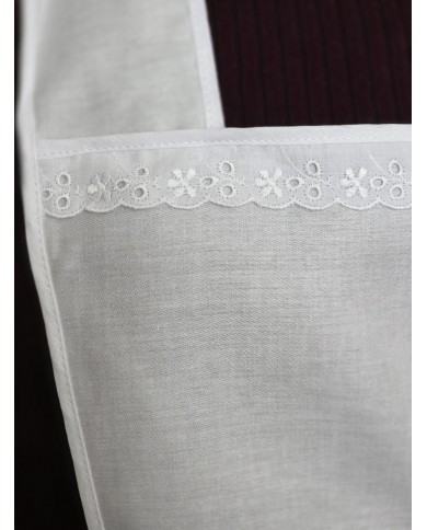 Grembiule con pettorina e pizzo Sangallo 100% cotone - MADE IN ITALY - art. Alberica Pettorina Bianco
