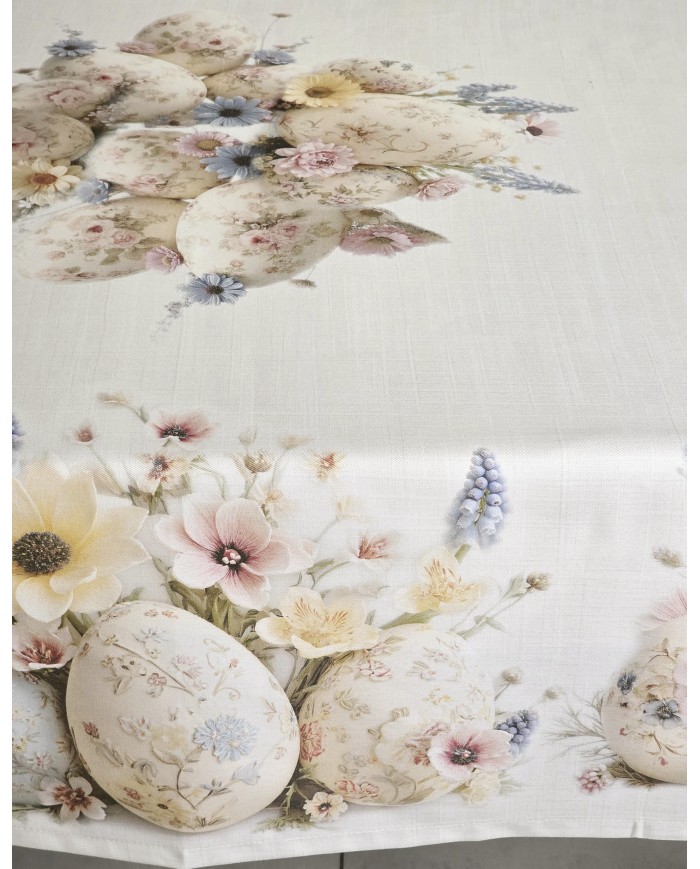 Tovaglia 12 posti Pasqua 100% cotone Vingi dis.2
