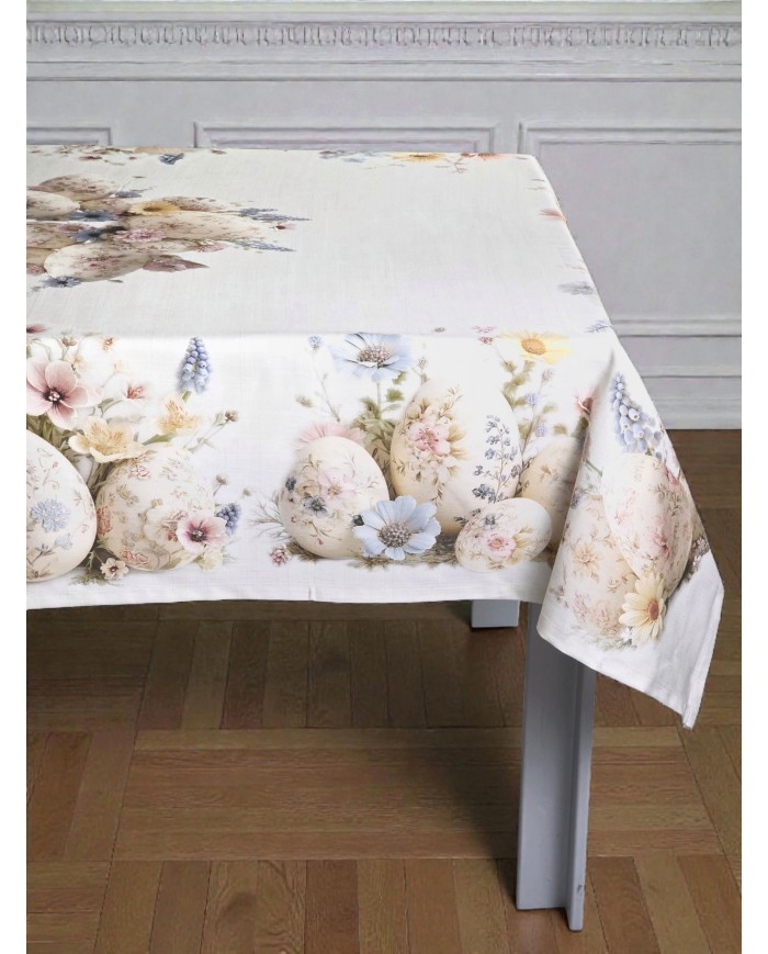 Tovaglia 12 posti Pasqua 100% cotone Vingi dis.2