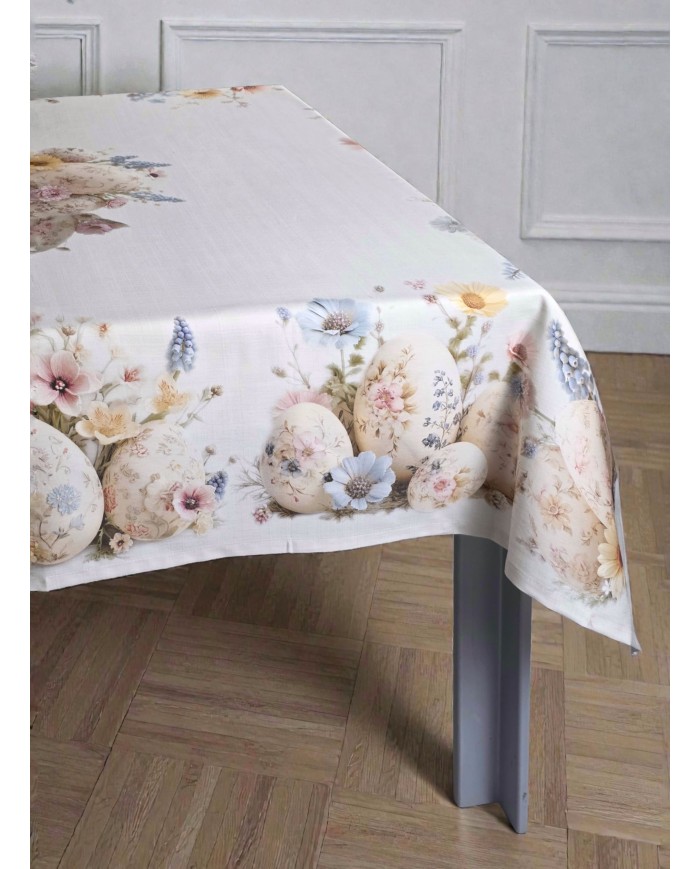 Tovaglia 12 posti Pasqua 100% cotone Vingi dis.2