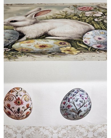 Tovaglia 12 posti Pasqua 100% cotone Vingi dis. 9