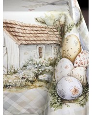 Tovaglia 18 posti Pasqua 100% cotone Vingi dis. 3