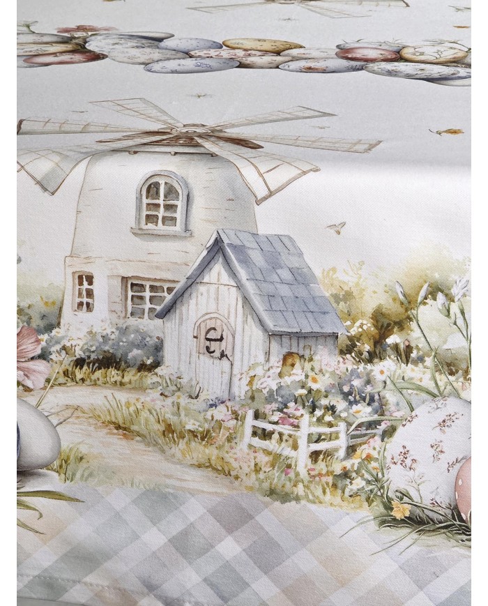 Tovaglia 18 posti Pasqua 100% cotone Vingi dis. 3