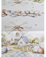Tovaglia 18 posti Pasqua 100% cotone Vingi dis. 3