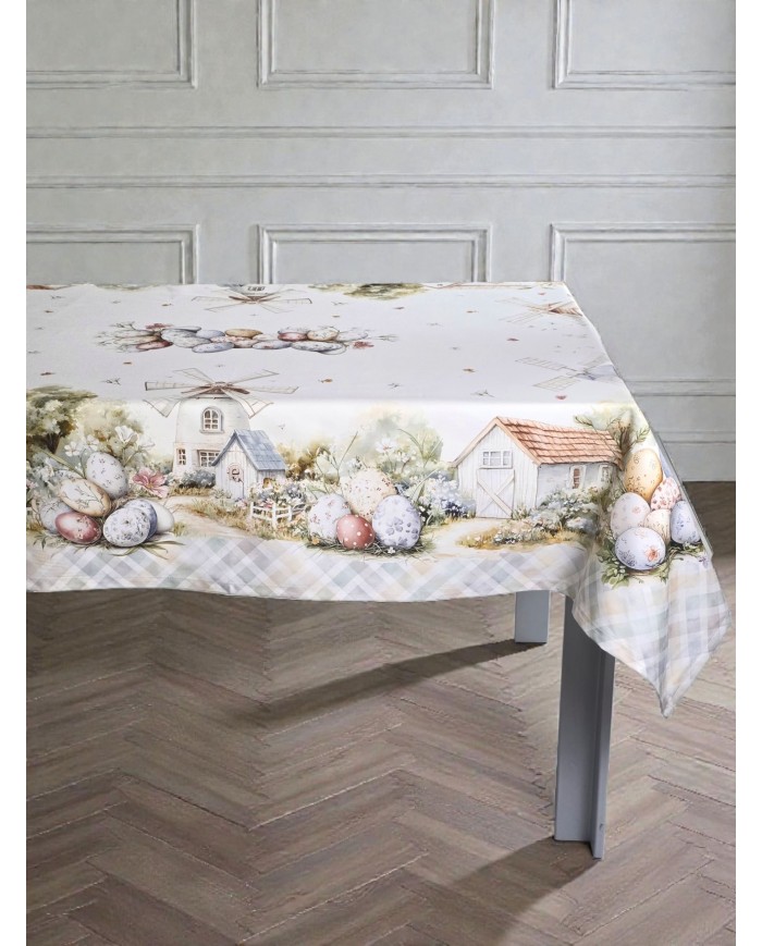 Tovaglia 18 posti Pasqua 100% cotone Vingi dis. 3