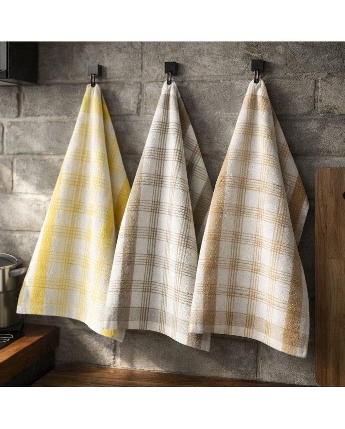 Set di 3 Strofinacci in spugna di cotone idrofilo art. King