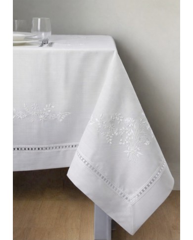 Servizio da tavola ricamato 12 posti tovaglia + tovaglioli art. 2334