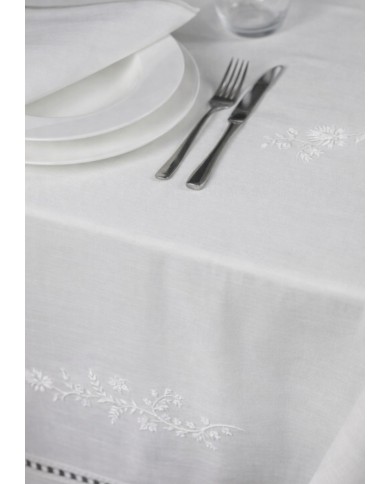 Servizio da tavola ricamato 12 posti tovaglia + tovaglioli art. 2334