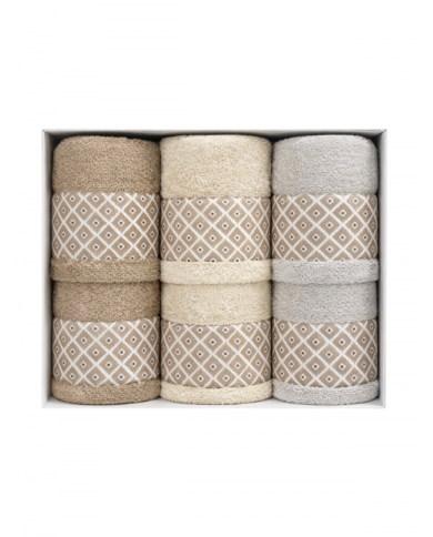 Set 3 coppie di asciugamani viso + ospite spugna 100% cotone Flavia assortito