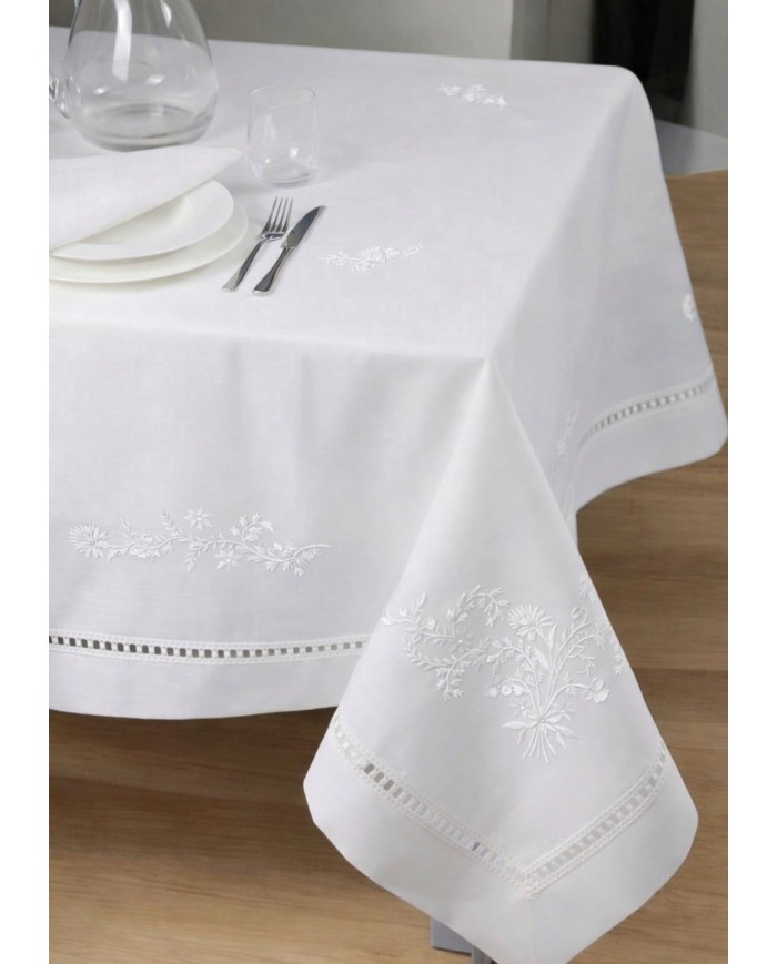 Servizio da tavola ricamato 12 posti tovaglia + tovaglioli art. 2334