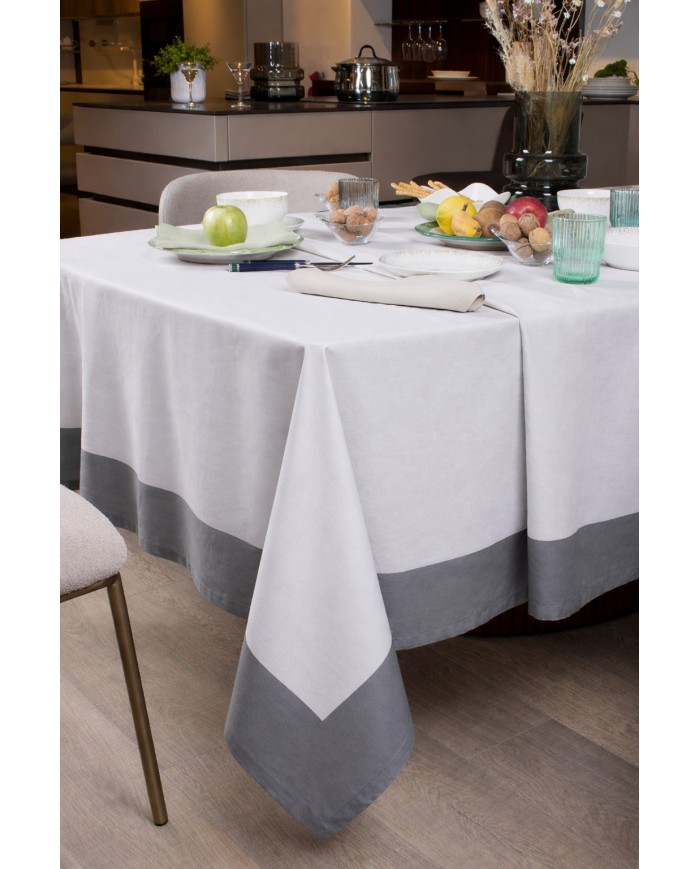 Tovaglia 18 posti 100% cotone con bordo a contrasto Neith Milù