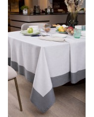 Tovaglia 18 posti 100% cotone con bordo a contrasto Neith Milù