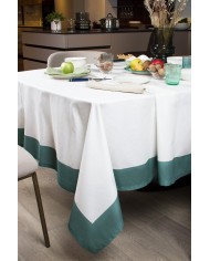 Tovaglia 12 posti 100% cotone con bordo a contrasto Neith Milù