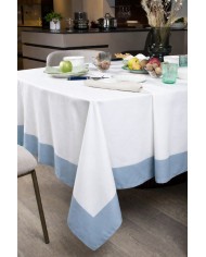 Tovaglia 12 posti 100% cotone con bordo a contrasto Neith Milù