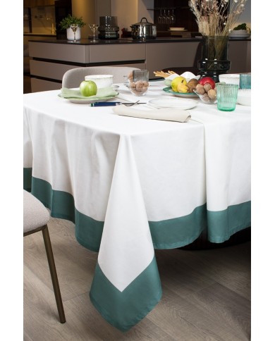 Tovaglia 6 posti 100% cotone con bordo a contrasto Neith Milù