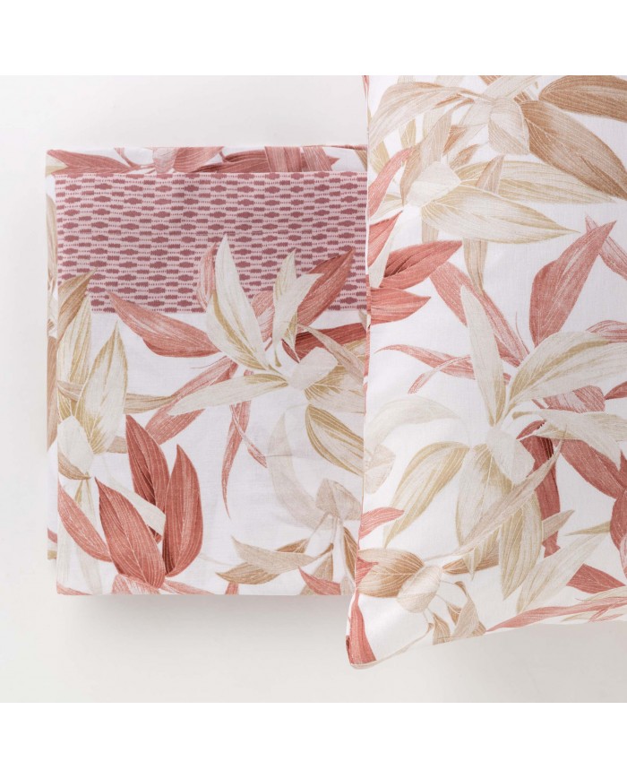 Completo lenzuola matrimoniale 100% cotone Flores