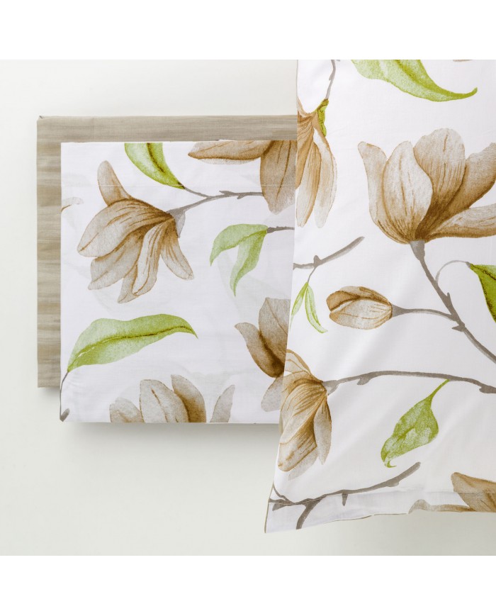 Completo lenzuola matrimoniale 100% cotone Magnolia