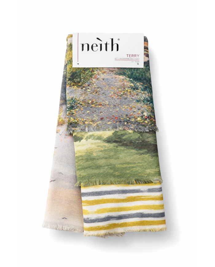 Set di 3 strofinacci in microspugna di cotone Terry Neith dis. 4