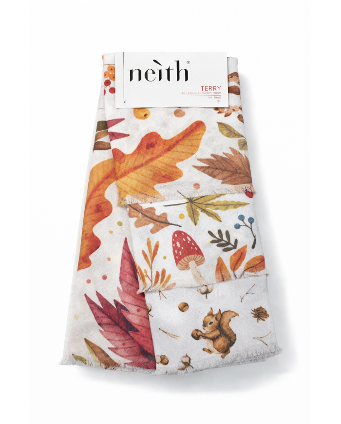 Set di 3 strofinacci in microspugna di cotone Terry Neith dis. 5