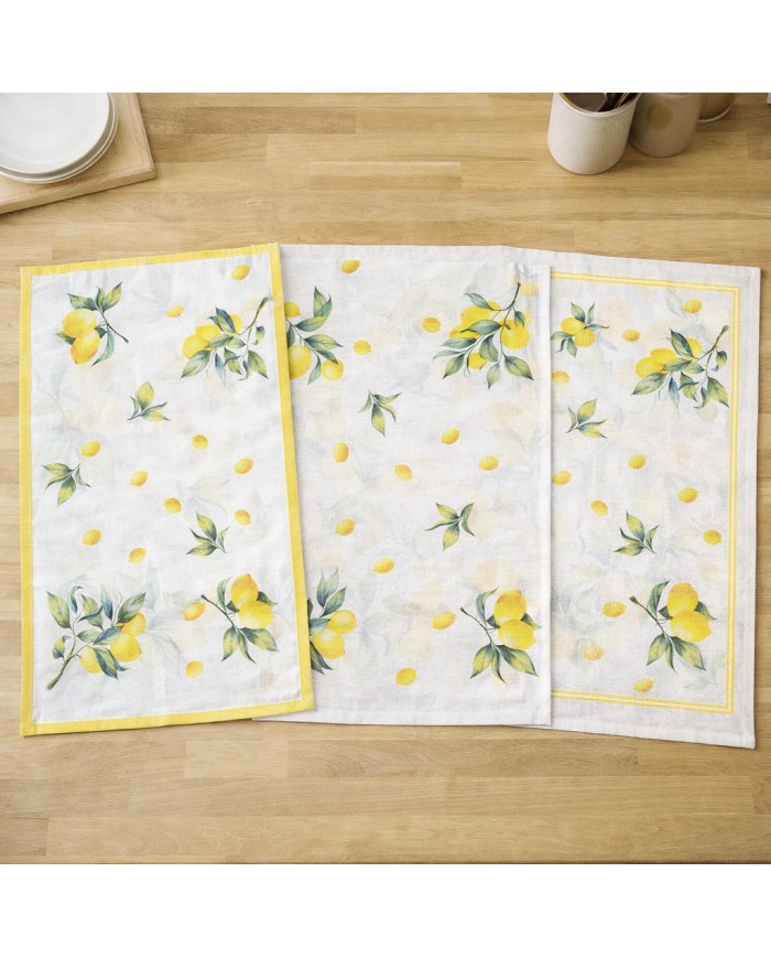 Set 3 strofinacci fantasia limoni in panama art. Maiori