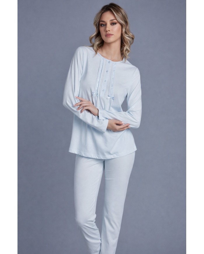 Pigiama donna estivo manica lunga 100% cotone Lunatica 61112