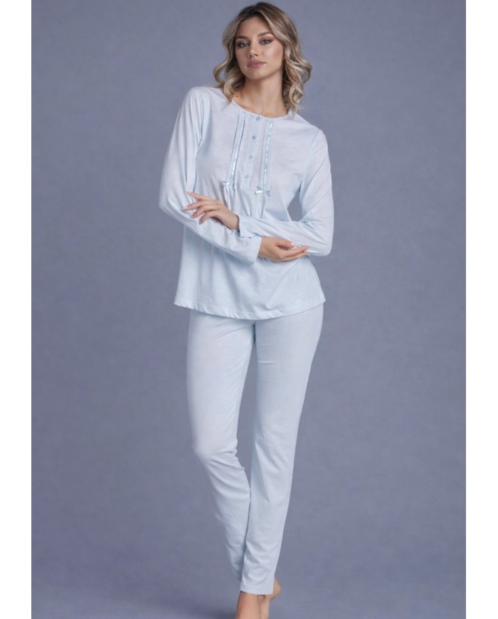 Pigiama donna estivo manica lunga 100% cotone Lunatica 61112