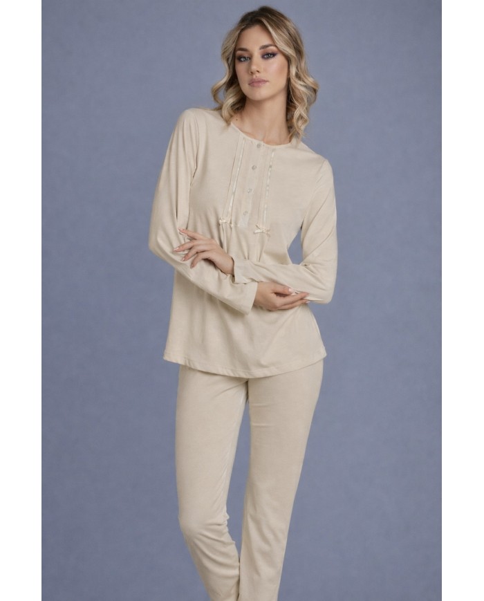 Pigiama donna estivo manica lunga 100% cotone Lunatica 61112
