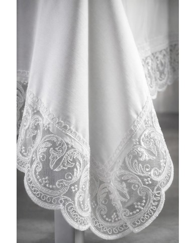 Tovaglia da 12 con tovaglioli 100% raso di cotone con pizzo Carezze Kira